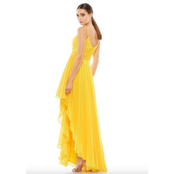MAC DUGGAL Dress Size 2 Evening Gown Sequin Yellow NEW Asymmetrical Hem - Picture 2 of 7